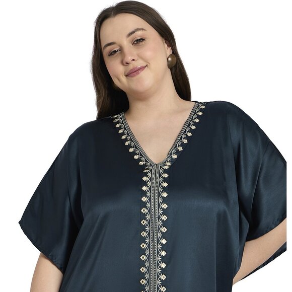 Gypsie Blu Long Satin Caftan Nighty Plus Dress Evening Wear Party Maxi Dresses - Picture 5 of 6